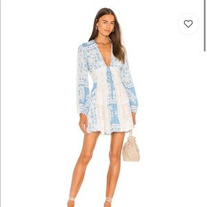 Free People Mixin It Up Mini Dress in Sky Combo